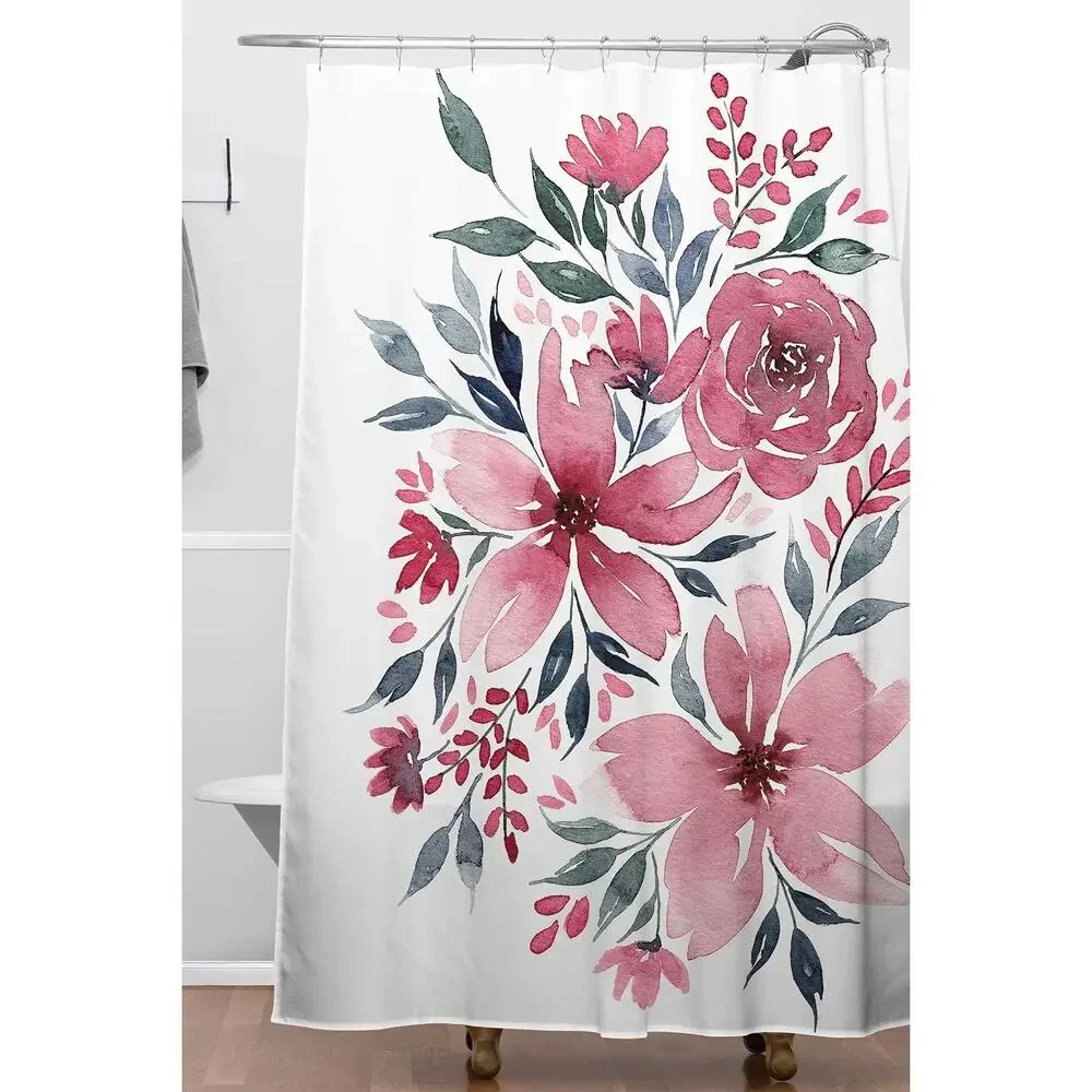 Society6 Kris Kivu Modern Watercolor Florals No.2 Shower Curtain 72 x 69